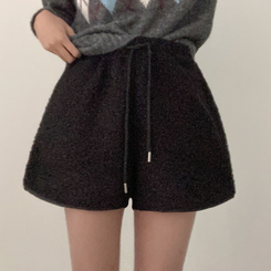 ウールボアショートパンツ(5color) BLACK