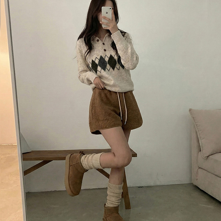 ウールボアショートパンツ(5color) BEIGE