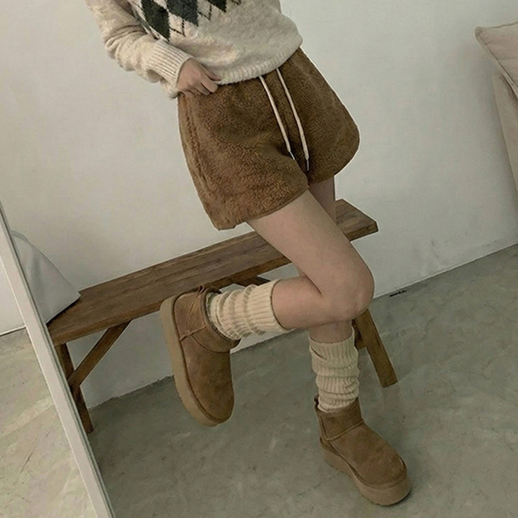 ウールボアショートパンツ(5color) BEIGE