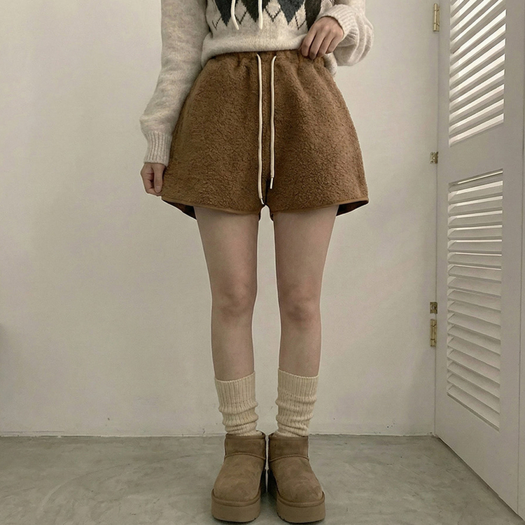 ウールボアショートパンツ(5color) BEIGE
