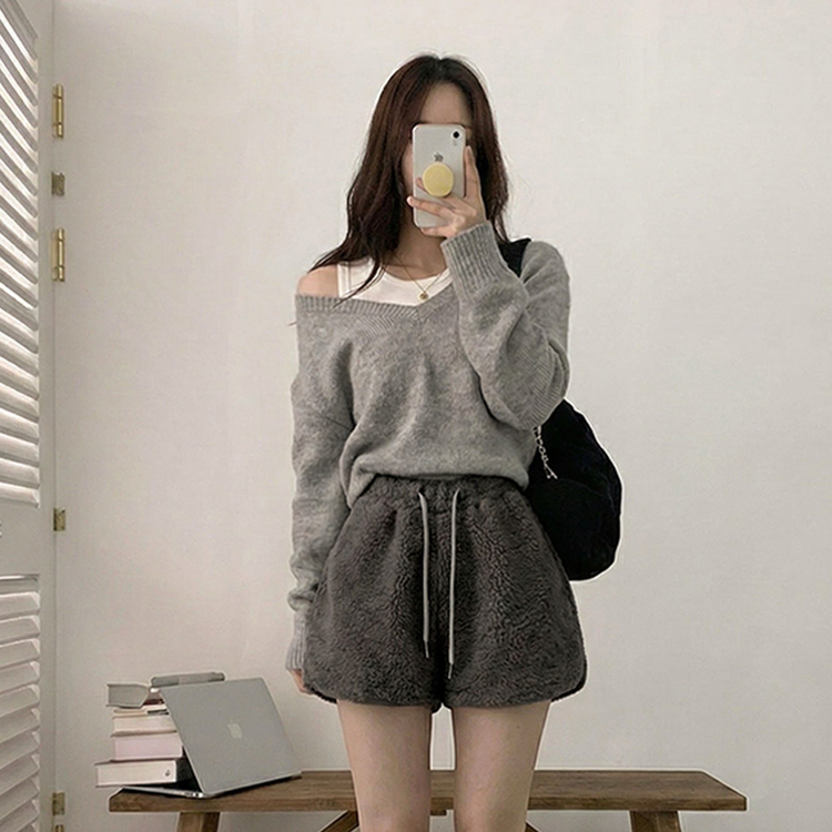 ウールボアショートパンツ(5color) GREY