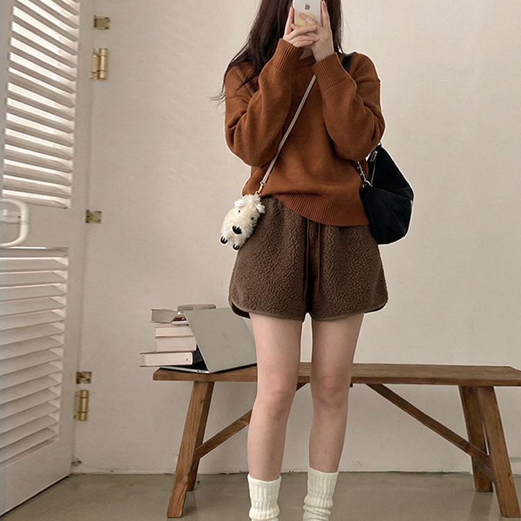 ウールボアショートパンツ(5color) BROWN