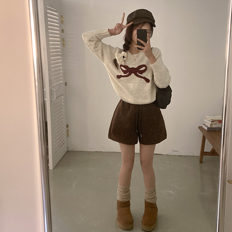 ウールボアショートパンツ(5color) BROWN
