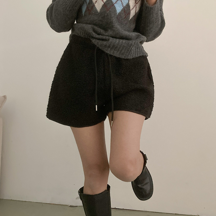 ウールボアショートパンツ(5color) BLACK