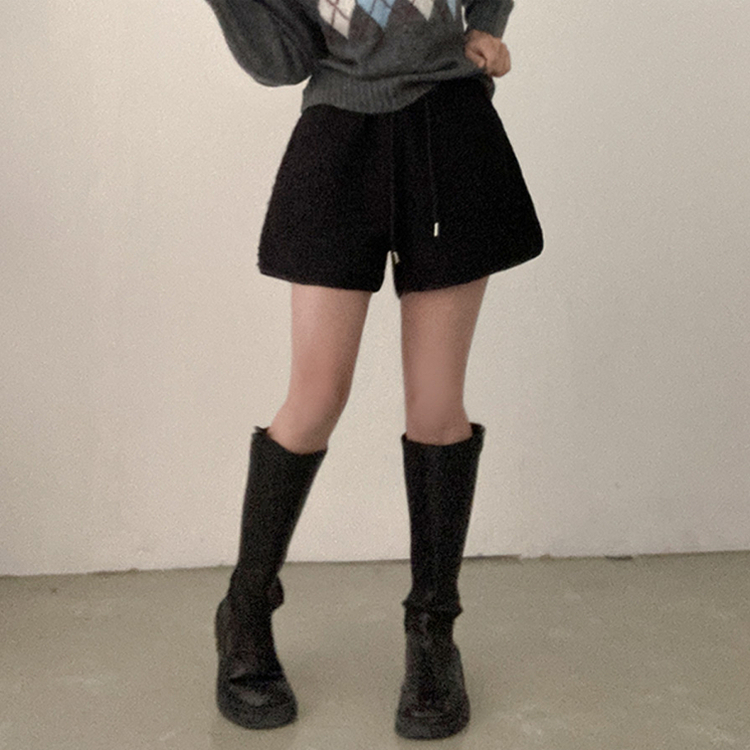 ウールボアショートパンツ(5color) BLACK