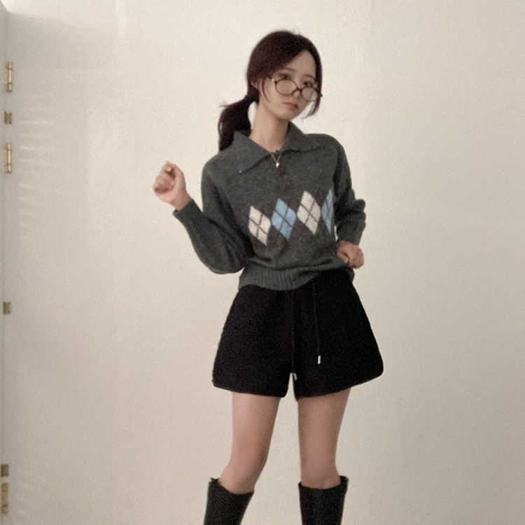 ウールボアショートパンツ(5color) BLACK