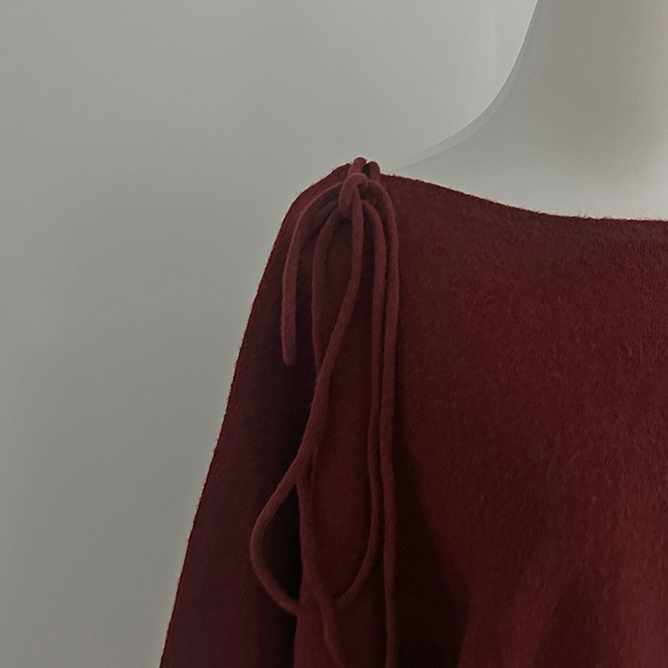 リボンボートネックオフショルダーニット(5color)