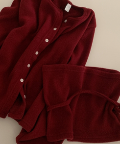 베로나 기모 리본 레이어드 여리핏 니트탑 버튼가디건 셋업