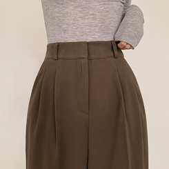 【丈別】【起毛】ツーピンタックバンディングワイドスラックス BROWN