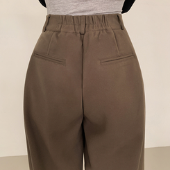 【丈別】【起毛】ツーピンタックバンディングワイドスラックス BROWN