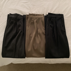 【丈別】【起毛】ツーピンタックバンディングワイドスラックス