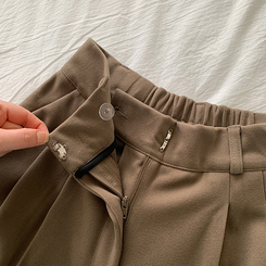 【丈別】【起毛】ツーピンタックバンディングワイドスラックス