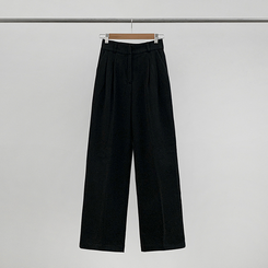 【丈別】【起毛】ツーピンタックバンディングワイドスラックス