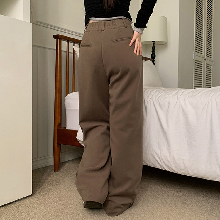 【丈別】【起毛】ツーピンタックバンディングワイドスラックス BROWN