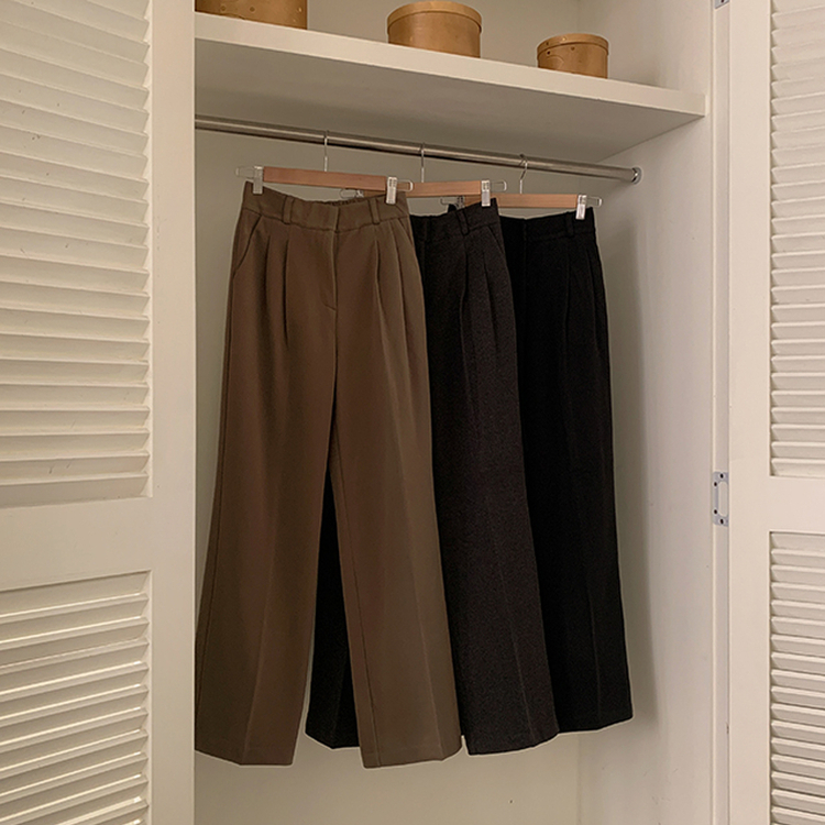 【丈別】【起毛】ツーピンタックバンディングワイドスラックス