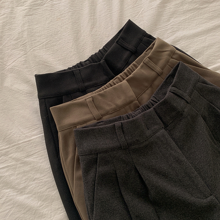 【丈別】【起毛】ツーピンタックバンディングワイドスラックス