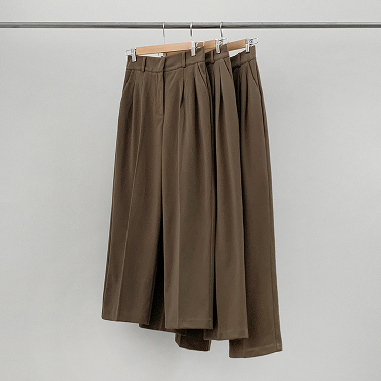 【丈別】【起毛】ツーピンタックバンディングワイドスラックス