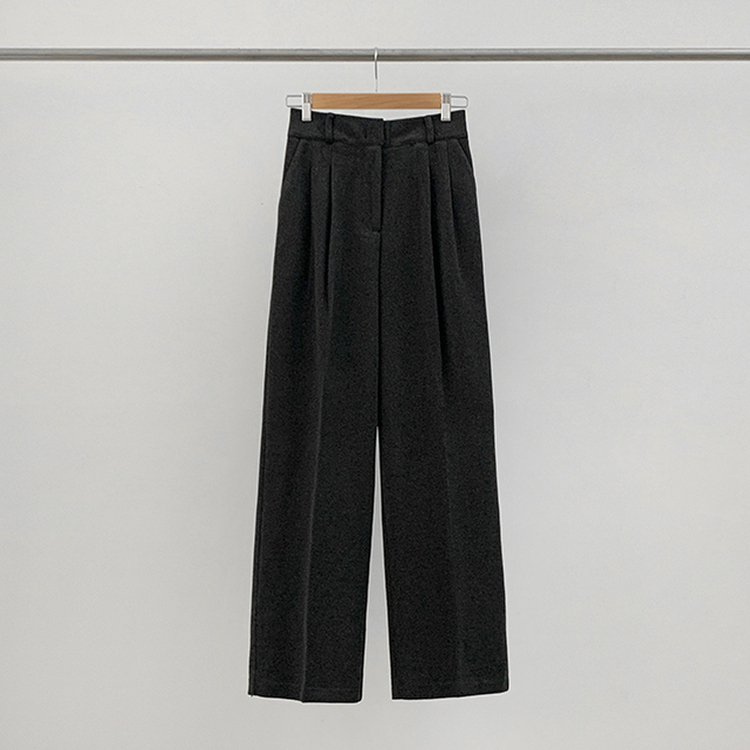 【丈別】【起毛】ツーピンタックバンディングワイドスラックス