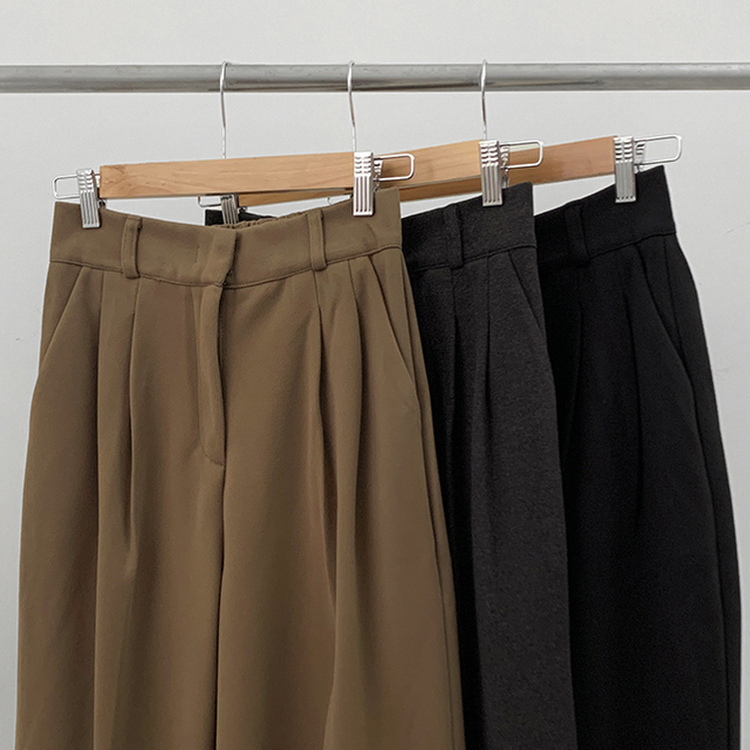 【丈別】【起毛】ツーピンタックバンディングワイドスラックス