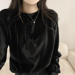 スリットリボンブラウス BLACK