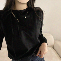 スリットリボンブラウス BLACK