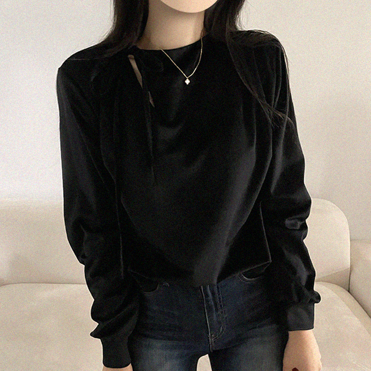 スリットリボンブラウス BLACK