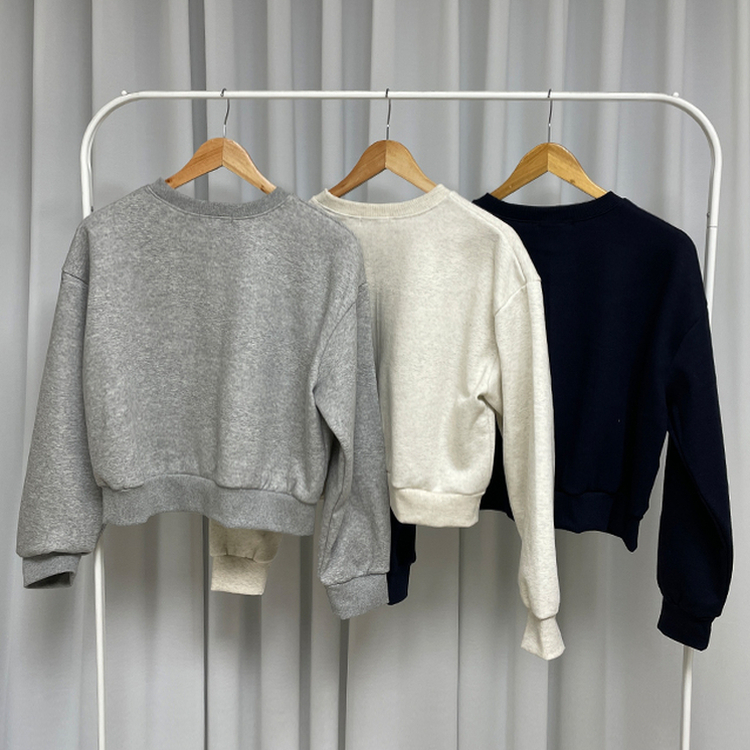 셰퍼드 프린팅 크롭 아방핏 기모 맨투맨