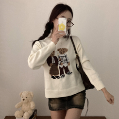 カップルクマラウンドネックニット IVORY