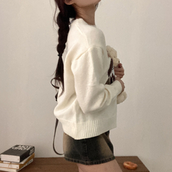 カップルクマラウンドネックニット IVORY