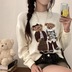 カップルクマラウンドネックニット IVORY