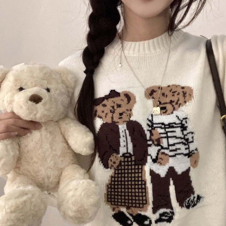 カップルクマラウンドネックニット IVORY