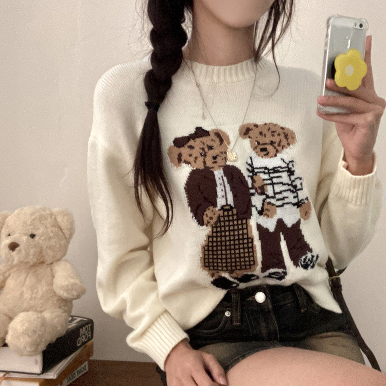 カップルクマラウンドネックニット IVORY