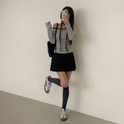 【タイ付き】ワンショルダー長袖Tシャツ IVORY