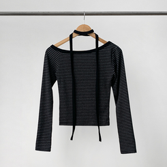 【タイ付き】ワンショルダー長袖Tシャツ