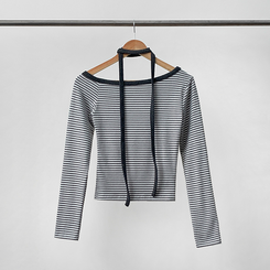 【タイ付き】ワンショルダー長袖Tシャツ