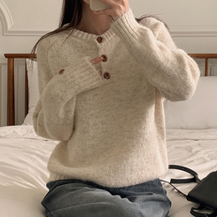 ヘンリーネックニット BEIGE