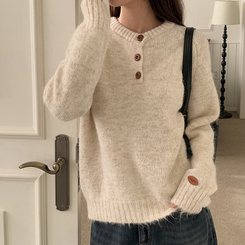 ヘンリーネックニット BEIGE