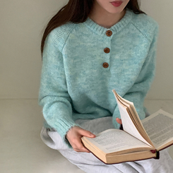 ヘンリーネックニット SKY BLUE