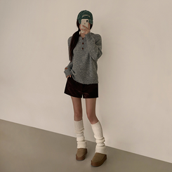 ヘンリーネックニット GREY