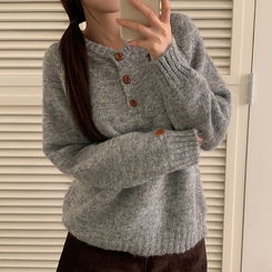 ヘンリーネックニット GREY