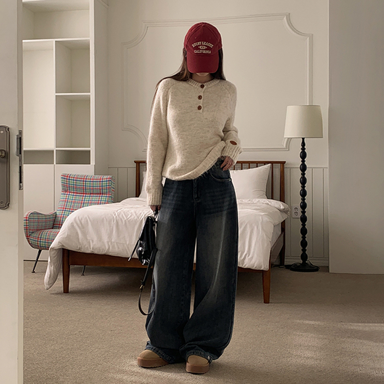 ヘンリーネックニット BEIGE