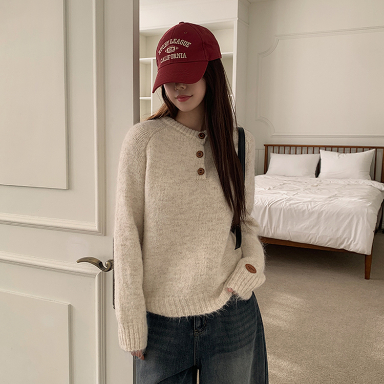 ヘンリーネックニット BEIGE