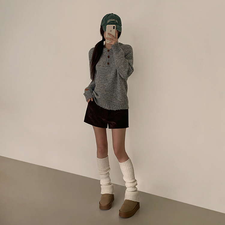 ヘンリーネックニット GREY