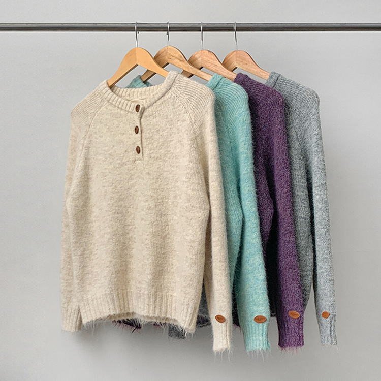 ヘンリーネックニット