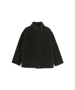 （ふわふわぬくもり／ハイネック／保温力アップ）ハイネックボタンボアハーフムートンジャケット