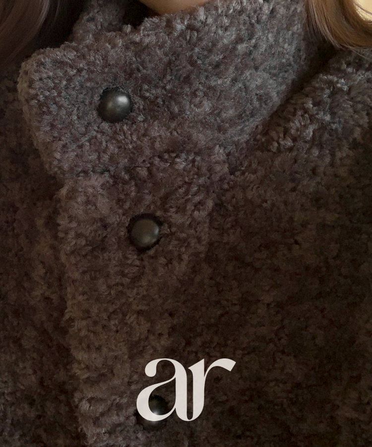 （ふわふわぬくもり／ハイネック／保温力アップ）ハイネックボタンボアハーフムートンジャケット CHARCOAL