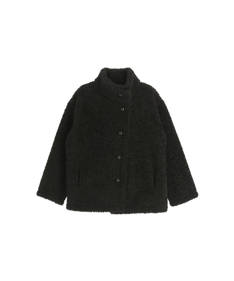 （ふわふわぬくもり／ハイネック／保温力アップ）ハイネックボタンボアハーフムートンジャケット