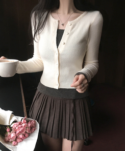 プリーツストリングミニスカート BROWN