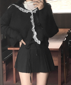 プリーツストリングミニスカート CHARCOAL