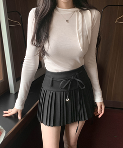 プリーツストリングミニスカート CHARCOAL